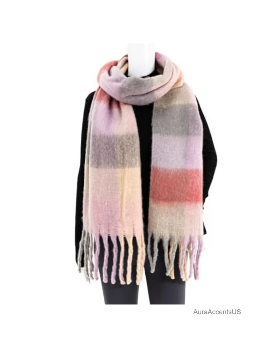 Chunky Knit Blanket Scarf for Women, Oversized Wrap, Thick Winter Scarf with